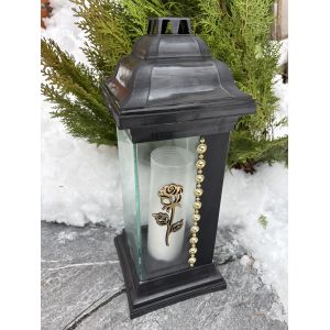 Лампадка у формі каплички з хрестом | 120 годин горіння | Лампадка чорний колір скло з хрестом із запаскою