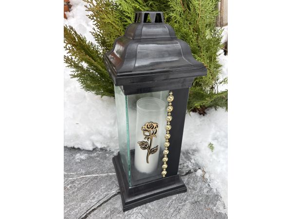 Лампадка у формі каплички з хрестом | 120 годин горіння | Лампадка чорний колір скло з хрестом із запаскою