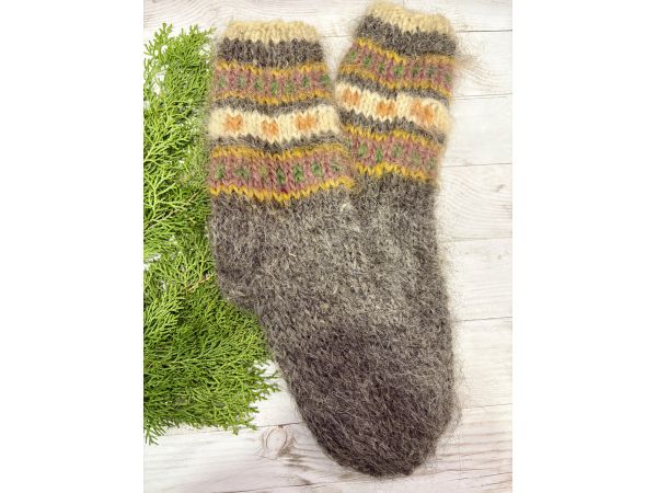 Гуцульські шкарпетки з овечої шерсті розмір 43-46 вовняні шкарпетки ручної роботи
