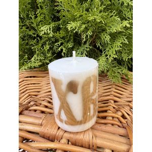 Великодня декоративна свічка циліндрична мармурова, свічка на Великдень для кошика та декору столу 7 см