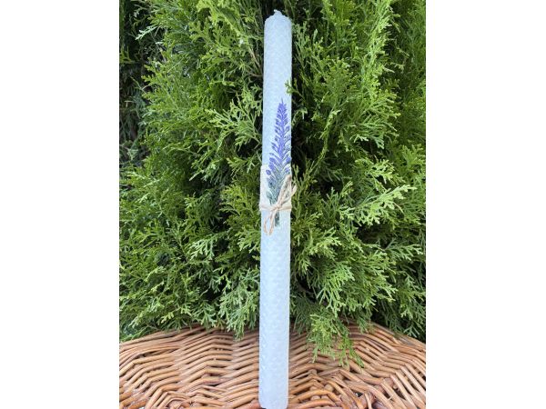 Декоративна довга свічка з лавандою, святкова свічка для вінчання, хрещення, Великодня та урочистих подій 34 см