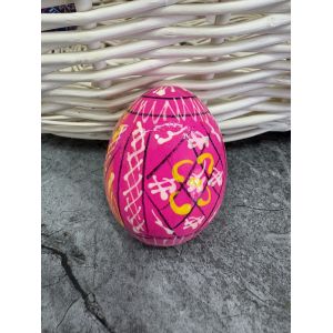 Яйце дерев'яне ПИСАНКА ручний розпис, яйця на Великдень прикраса в кошик, писанка деревʼяна рожевий колір