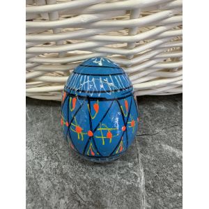 Яйце дерев'яне ПИСАНКА ручний розпис, яйця на Великдень прикраса в кошик, писанка деревʼяна блакитний колір