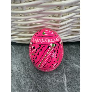 Яйце дерев'яне ПИСАНКА ручний розпис, яйця на Великдень прикраса в кошик, писанка деревʼяна рожевий  колір