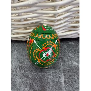 Яйце дерев'яне ПИСАНКА ручний розпис, яйця на Великдень прикраса в кошик, писанка деревʼяна зелений колір