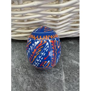 Яйце дерев'яне ПИСАНКА ручний розпис, яйця на Великдень прикраса в кошик, писанка деревʼяна синій колір