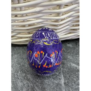 Яйце дерев'яне ПИСАНКА ручний розпис, яйця на Великдень прикраса в кошик, писанка деревʼяна фіолетовий колір
