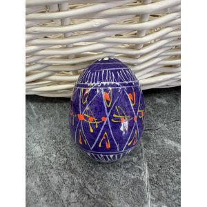 Яйце дерев'яне ПИСАНКА ручний розпис, яйця на Великдень прикраса в кошик, писанка деревʼяна фіолетовий колір