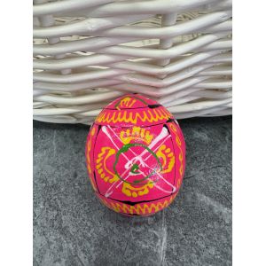 Яйце дерев'яне ПИСАНКА ручний розпис, яйця на Великдень прикраса в кошик, писанка деревʼяна рожевий колір