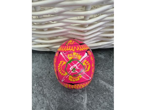 Яйце дерев'яне ПИСАНКА ручний розпис, яйця на Великдень прикраса в кошик, писанка деревʼяна рожевий колір