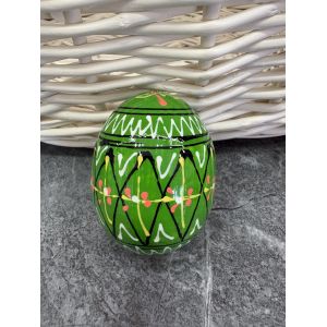 Яйце дерев'яне ПИСАНКА ручний розпис, яйця на Великдень прикраса в кошик, писанка деревʼяна зелений колір