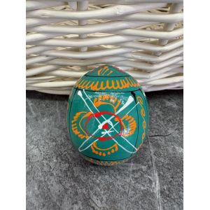 Яйце дерев'яне ПИСАНКА ручний розпис, яйця на Великдень прикраса в кошик, писанка деревʼяна аквамарин колір