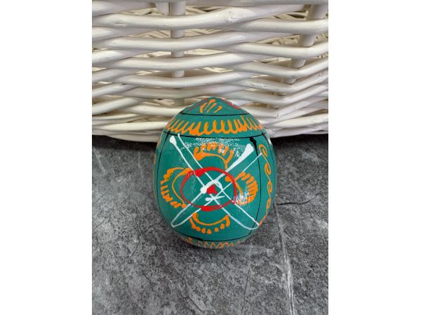 Яйце дерев'яне ПИСАНКА ручний розпис, яйця на Великдень прикраса в кошик, писанка деревʼяна аквамарин колір