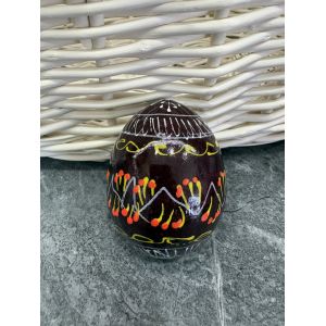 Яйце дерев'яне ПИСАНКА ручний розпис, яйця на Великдень прикраса в кошик, писанка деревʼяна коричневий колір