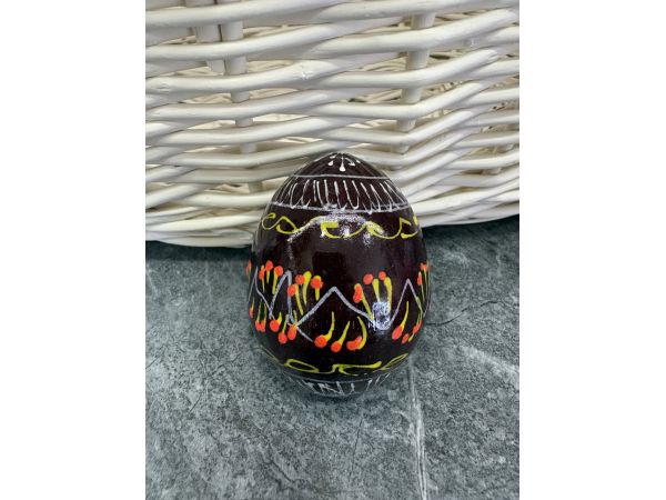 Яйце дерев'яне ПИСАНКА ручний розпис, яйця на Великдень прикраса в кошик, писанка деревʼяна коричневий колір