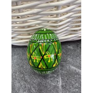 Яйце дерев'яне ПИСАНКА ручний розпис, яйця на Великдень прикраса в кошик, писанка деревʼяна зелений колір