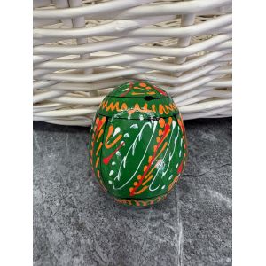 Яйце дерев'яне ПИСАНКА ручний розпис, яйця на Великдень прикраса в кошик, писанка деревʼяна зелений колір