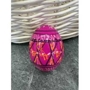 Яйце дерев'яне ПИСАНКА ручний розпис, яйця на Великдень прикраса в кошик, писанка деревʼяна рожевий колір