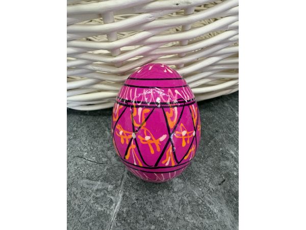 Яйце дерев'яне ПИСАНКА ручний розпис, яйця на Великдень прикраса в кошик, писанка деревʼяна рожевий колір