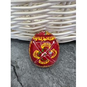 Яйце дерев'яне ПИСАНКА ручний розпис, яйця на Великдень прикраса в кошик, писанка деревʼяна червоний колір