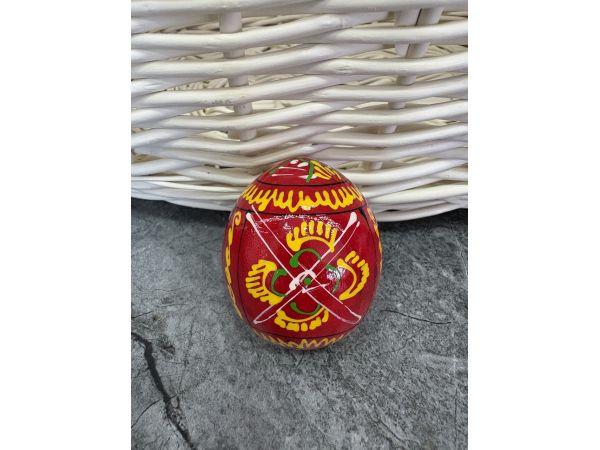 Яйце дерев'яне ПИСАНКА ручний розпис, яйця на Великдень прикраса в кошик, писанка деревʼяна червоний колір