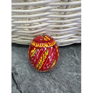 Яйце дерев'яне ПИСАНКА ручний розпис, яйця на Великдень прикраса в кошик, писанка деревʼяна червоний колір