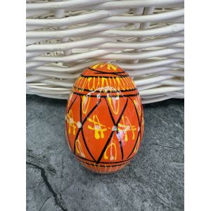 Яйце дерев'яне ПИСАНКА ручний розпис, яйця на Великдень прикраса в кошик, писанка деревʼяна кораловий колір