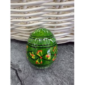 Яйце дерев'яне ПИСАНКА ручний розпис, яйця на Великдень прикраса в кошик, писанка деревʼяна зелений колір