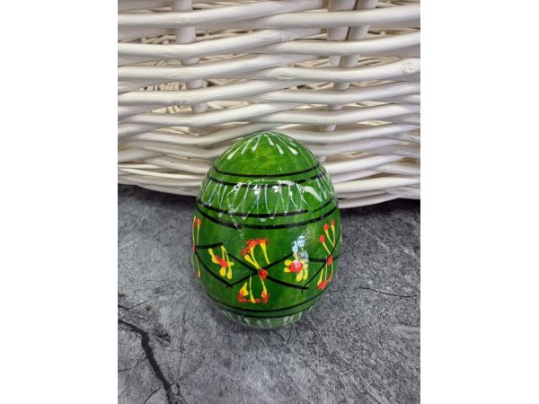 Яйце дерев'яне ПИСАНКА ручний розпис, яйця на Великдень прикраса в кошик, писанка деревʼяна зелений колір