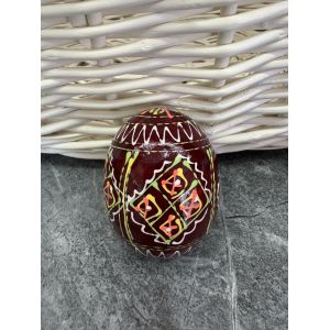 Яйце дерев'яне ПИСАНКА ручний розпис, яйця на Великдень прикраса в кошик, писанка деревʼяна коричневий колір