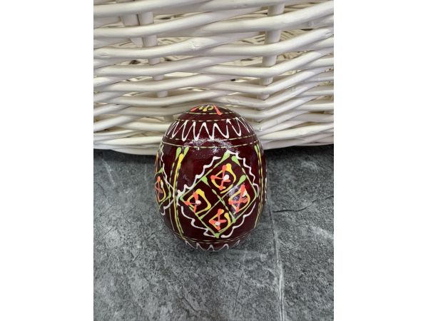 Яйце дерев'яне ПИСАНКА ручний розпис, яйця на Великдень прикраса в кошик, писанка деревʼяна коричневий колір