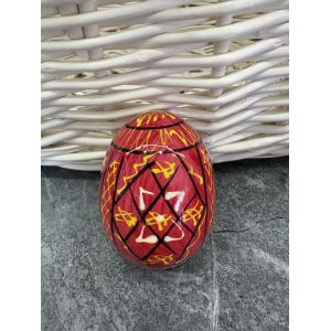 Яйце дерев'яне ПИСАНКА ручний розпис, яйця на Великдень прикраса в кошик, писанка деревʼяна червоний колір