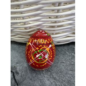 Яйце дерев'яне ПИСАНКА ручний розпис, яйця на Великдень прикраса в кошик, писанка деревʼяна червоний колір