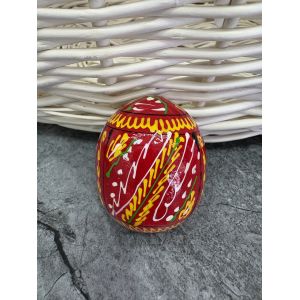 Яйце дерев'яне ПИСАНКА ручний розпис, яйця на Великдень прикраса в кошик, писанка деревʼяна червоний колір