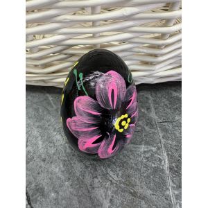 Яйце дерев'яне ПИСАНКА ручний розпис, яйця на Великдень прикраса в кошик, писанка деревʼяна рожева квітка