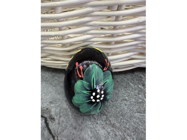 Яйце дерев'яне ПИСАНКА ручний розпис, яйця на Великдень прикраса в кошик, писанка деревʼяна зелена квітка