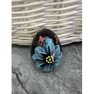 Яйце дерев'яне ПИСАНКА ручний розпис, яйця на Великдень прикраса в кошик, писанка деревʼяна блакитна  квітка