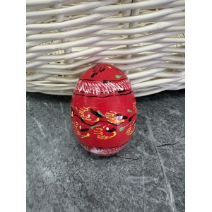 Яйце дерев'яне ПИСАНКА ручний розпис, яйця на Великдень прикраса в кошик, писанка деревʼяна червоний колір