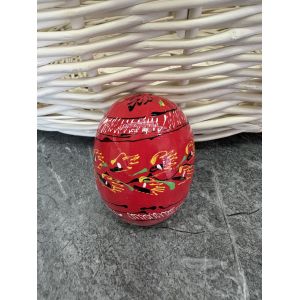 Яйце дерев'яне ПИСАНКА ручний розпис, яйця на Великдень прикраса в кошик, писанка деревʼяна червоний колір