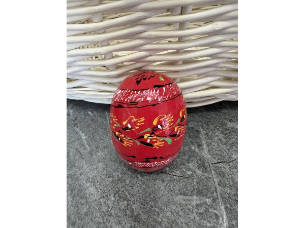 Яйце дерев'яне ПИСАНКА ручний розпис, яйця на Великдень прикраса в кошик, писанка деревʼяна червоний колір