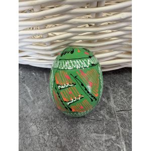 Яйце дерев'яне ПИСАНКА ручний розпис, яйця на Великдень прикраса в кошик, писанка деревʼяна зелений колір
