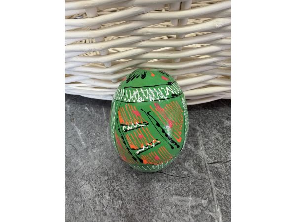 Яйце дерев'яне ПИСАНКА ручний розпис, яйця на Великдень прикраса в кошик, писанка деревʼяна зелений колір