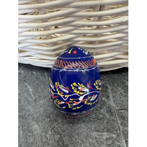 Яйце дерев'яне ПИСАНКА ручний розпис, яйця на Великдень прикраса в кошик, писанка деревʼяна синій колір