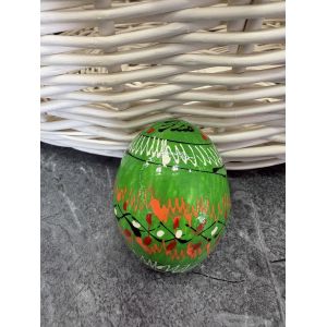 Яйце дерев'яне ПИСАНКА ручний розпис, яйця на Великдень прикраса в кошик, писанка деревʼяна зелений колір