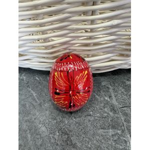 Яйце дерев'яне ПИСАНКА ручний розпис, яйця на Великдень прикраса в кошик, писанка деревʼяна червоний колір