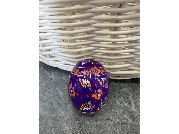 Яйце дерев'яне ПИСАНКА ручний розпис, яйця на Великдень прикраса в кошик, писанка деревʼяна фіолетовий колір