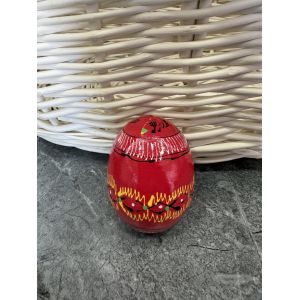 Яйце дерев'яне ПИСАНКА ручний розпис, яйця на Великдень прикраса в кошик, писанка деревʼяна червоний колір
