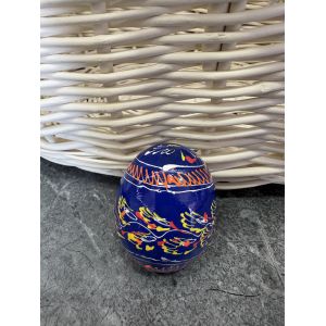 Яйце дерев'яне ПИСАНКА ручний розпис, яйця на Великдень прикраса в кошик, писанка деревʼяна синій колір