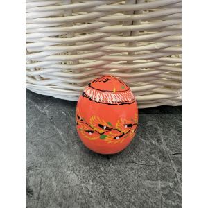 Яйце дерев'яне ПИСАНКА ручний розпис, яйця на Великдень прикраса в кошик, писанка деревʼяна жовтогарячий колір