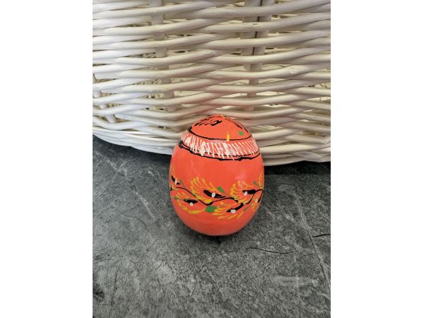 Яйце дерев'яне ПИСАНКА ручний розпис, яйця на Великдень прикраса в кошик, писанка деревʼяна жовтогарячий колір